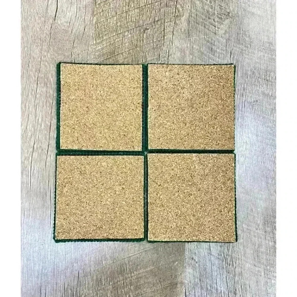 Vtg Needlepoint Coasters Set of 4 Christmas Tree 4” Squares Cork Bottoms Clean - Picture 3 of 6